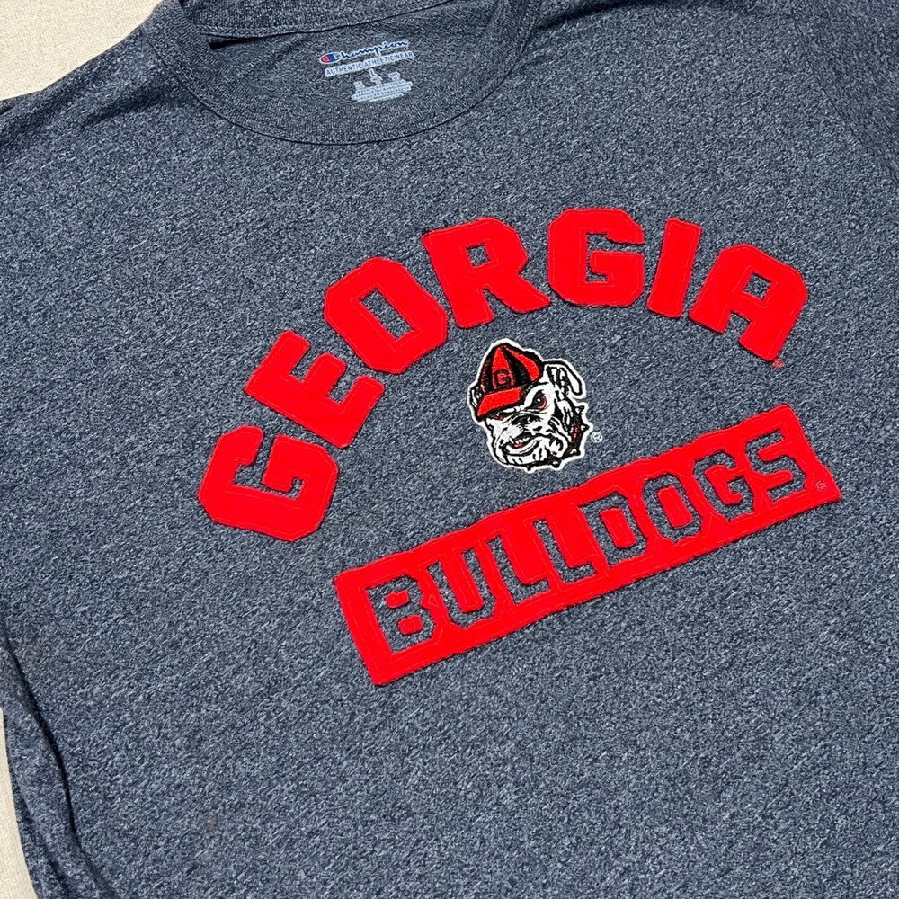 Champion‎ Georgia Bulldogs T Shirt Mens Large Gray Short Sleeve Tee